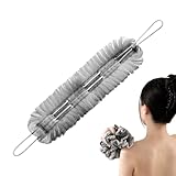 demaxiyad Bad Rücken Scrubber, 2 in 1 Duschschwämme, Körperreiniger mit Seilgriffen, schnell trocknender Puff für abgestorbene Haut Entfernung