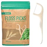 Y-Kelin Zwei-Faden Zahnseide-Sticks – 100 Stück, umweltfreundliche Zahnseide-Sticks aus Weizenstroh, nachhaltig & wiederverwendbar, vegan & tierversuchsfrei