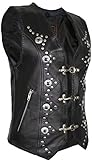 Damen Lederweste, Bikerweste, Motorradlederweste, Clubweste, Chopperweste, Rocker Weste, Kutte, Vest, Leather Vest, Leather Waistcoat (XL)