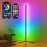 riyo LED Stehlampe, Stehlampe für Wohnzimmer mit APP-Steuerung und Fernbedienung, RGB-Ecklampe mit 16 Millionen Farben und 68+ Szenen. Farbwechsel-Umgebungslicht mit Musiksynchronisation