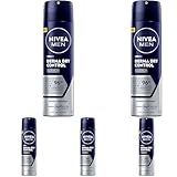 NIVEA MEN Antitranspirant, Deodorant gegen starkes Schwitzen, hautschonendes Deo Spray für 96h Schutz und ein geschmeidiges Hautgefühl, Derma Dry Control Maximum (150 ml) (Packung mit 5)