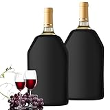 Weinkühler Manschette, 2 Stück Kühlmanschette Wein, Flaschenkühler, Champagner Kühler, Flaschenkühler für unterwegs - Weinmanschette, Weinflaschenkühler (Schwarz)
