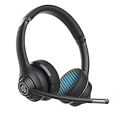 JLab Go Work Wireless Headset mit Mikrofon: 45+ Std. Wiedergabezeit, Kopfhörer mit Multipoint-Verbindung, kabellos oder mit Kabel zu PC und Handy - Bluetooth-Headset mit Mikrofon für Laptop Büro