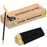 Nico Europe® 20 Stück Wachsfackeln, Brenndauer 60 Min. I hochwertige Fackeln aus Wachs mit Handschutz für Erwachsene & Kinder I Garten-Fackel für Outdoor Party, Event, Nacht-Wanderung