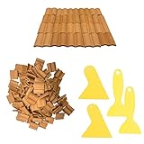 Cayway Miniature Roof Red Dachziegel Channel 18mm Pack of 100 mit Werkzeug für DIY Puppenhaus Ziegel Diorama Fairy Garten Dekoration