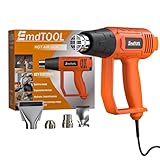 2000W Professionelles Heißluftgebläse 2 Variable Temperatur 300/600°C, Heißluftpistole Kit mit 4 Düsen für Schrumpfen von PVC, Auflösen von Klebstoffen, Orange