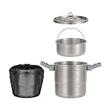 HUAJINGKEJI Mehrzweck-Camping-Kochgeschirr-Set, Edelstahl, tragbar, Wandertöpfe für Familie, Kochen und Picknicks, kompakte Outdoor-Kochausrüstung