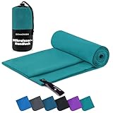 ZENACROSS Mikrofaser Handtuch mit Transportbeutel - Schnelltrocknendes und vielseitiges Fitness Handtuch - Sporthandtuch Größen S - 100 x 50 cm - Petrolgrün