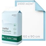 ViaMol® Premium | 25 | Inkontinenzunterlagen Einweg 60x90 cm – Saugstarke Krankenunterlagen 5-lagig, 1400 ml/m² – Weiche & rutschfeste Bettunterlagen bei Inkontinenz - Wickelunterlagen
