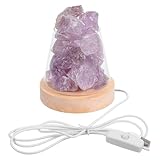 MAGICLULU Kristall duftlampe aus Amethyst Stein Praktische Aromalampe ohne Ätherische Öle Warmes Nachtlicht für Gemütliche Wohn Schlafzimmeratmosphäre