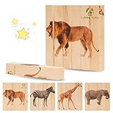 LUMIN TUTU Holzpuzzle ab 1 Jahre – 4-in-1 Safari-Tier Montessori Spielzeug, Motorikspielzeug & Holzspielzeug für Kleinkinder, Würfelpuzzle, Geschenk für 1 2 3 jährige Jungen & Mädchen