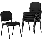 COSTWAY Konferenzstühle stapelbar 5er Set, Besucherstühle ohne Armlehnen, armlose Stapelstühle mit Metallrahmen, Wartezimmerstühle für Büro, Konferenzraum, Schwarz