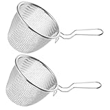 SECFOU 2 Stück Edelstahl Küchensiebe Faltbares Nudelsieb Und Spitzsieb Für Hot Pot Teesieb Und Puderzucker Ideal Für Die Küche Und Den Täglichen Gebrauch