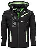 Geographical Norway Herren Herbst Winter Jacke Softshell Jacke Outdoor Regen Übergangs, Farbe:Schwarz, Größe:5XL