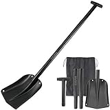 COFIT Schneeschaufel aus Aluminiumlegierung, 110cm Einziehbare Schaufel Schwarz, Vierteilige Konstruktion für Outdoor, Camping, Survival und Jagd, usw.