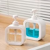 Seifenspender 2 Stück Duschgelspender, 500ml Weiß Pumpspender für Dusche Klarem Kunststoff Shampoo Flaschen, Soap Duschgel Spüli Spender für Küche