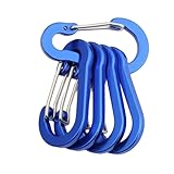 PTILSERY Mehrzweck-Karabiner, Aluminiumlegierung, Karabinerhaken, Feder-Clips für Outdoor, Wandern, Camping, Angeln, 5 Stück