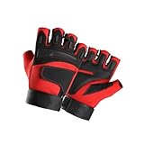 CLISPEED Halbfinger Fitnesshandschuhe für Herren rutschfeste und Atmungsaktive Outdoor Handschuhe für Radfahren Gewichtheben Bergsteigen Rot
