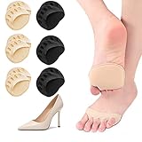 6 Paar Füßlinge Zehensocken damen Toe Socks Invisible Baumwolle Zehenkappe Vorfußpolster Schwarz Beige High Heel Kissen Schuheinlagen 36-39 39-42