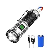 Shadowhawk Mini Taschenlampe Led Aufladbar, 5000 Lumen 3*XTE Led Taschenlampe Extrem Hell Mit Magnet, Kleine Taktische Taschenlampen Batteriebetrieben USB, 3 Modi, IPX6 Flashlight for Outdoor Notfälle