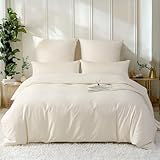 SOULFUL Satin Bettwäsche 155x220 Baumwolle,100% Langstapelige Baumwolle Kühlende Bettzeug, ÖkoTex Zertifiziert & für Allergiker Geeignet, 1 Bettbezug 155x220 & 1 Kissenbezug 80x80,Beige