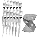 Vorspeisengabeln | 12 Teile Besteck Aus Edelstahl,Kuchengabeln Mit Aufbewahrungsständer,Für Feiertagsessen, Den Haushalt, Die Küche, Restaurant, Hotel, Mittagessen, Party Und Hochzeitsfeiern