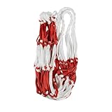 Milisten Großes Basketball Fußballnetz Aufbewahrungstasche aus Robustem Netzmaterial Praktisches Sports Equipment für Schule Training und Teams Rote und Weiße Farbkombination Langlebig und