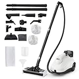 COSTWAY Dampfreiniger 2000W, Dampfdruck: 5 bar, Tank: 1,8L, Temperatur: bis zu 160℃, Bodenreiniger mit 29 Zubehörteilen & Rollen, Dampfgeräte inkl. 5m Netzkabel (Weiß und schwarz)
