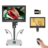 BEBANG 10.1' LCD Digitales Mikroskop 1200x für Erwachsene,3024P Münz Mikroskop Lupe,12MP Lötmikroskop mit PC Ansicht, Kompatibel mit MacOS Windows,32GB SD Karte (Weiß)