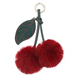 Thinp Kirsch Bag Charm,Pompons Kirsch-Schlüsselanhänger,Geldbörse Anhänger Schlüsselanhänger,Plüsch Kirsch Schlüsselanhänger,für Geldbörsen Taschen Handtaschen Cherry Bag Charms Geschenke