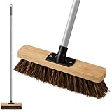 Mitclear 30cm Gartenbesen mit Langem Stiel(140cm), Straßenbesen mit Arenga-Borsten, Nass- und ölbeständig, Industriebesen Kehrbesen Werkstattbesen Außenbesen, Kehrbesen Robust für den Ausseneinsatz