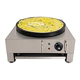 Crepes Maker Crepeseisen Ø 40 cm Crepes Platte 2.8KW Edelstahl Crêpes Maker Crepes-Eisen 50-300℃ einstellbar Wrapmaker mit Herausziehbares Fach & Spachtel