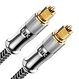 EMK Optisches Kabel Optisches Audiokabel Digital Toslink Kabel Spdif Kabel Kompatibel mit TV, Soundbar, Heimkino, Xbox, PS4 und Mehr (Vergoldeter Stecker Toslink Silber, 2M)