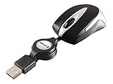 Verbatim Go-Mini optische Travel-Maus, kleine Computermaus mit einziehbarem Kabel, USB-A, USB-Maus mini mit 1000 dpi, für Laptop, Notebook, PC und MAC, kompaktes Design, schwarz