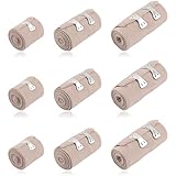 Deepton 9 Stück Elastische Binde, Fixierbinde mit 2 Clips, Medizinische Binden Verband, Elastische Bandage, Gedehnt Luftdurchlässig Wrap Kompressionsrolle für Handgelenke Knöchel Knie (5/7,5/10cm)