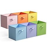 GRANNY SAYS Aufbewahrungswürfel Stoff, 6 Stück Aufbewahrungsboxen für Würfelregal, Regalkörbe 26,7 x 26,7 x 28 cm Bunt Regalboxen mit Griffen, Stoffkisten Aufbewahrung für Kallax Regal Faltboxen