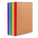 feela Kraft Notizbuch A5 liniert, 8 Notizbücher Set, Notizheft mit Regenbogen Rücken in 8 verschiedenen Farben, 60 Seiten, 21x14cm, Notizblock Set geeignet für Büro & Schule, Kraftpapier, Din A5