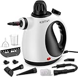 KOITAT, Dampfreiniger, tragbarer Druckdampfreiniger mit 10 Zubehörteilen, Dampfreiniger für Polstermöbel, mit Sicherheitsverriegelung, für Zuhause, Auto,Aufsätze