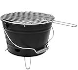 matrasa Premium Grilleimer mit Kohleschale und Rost - Holzkohlegrill Picknickgrill 27 cm Schwarz