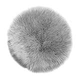Teppich Wölkchen Schaffell Lammfell Imitat, Fell Rund, Fellteppich Rund, Kunstfell Teppich - Fell Sitzkissen Stuhlkissen Rund, Fell für Stühle, Kunstfell Stuhlauflage - Grau - Rund 30cm