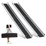2PCS Teleskop Rollstuhlrampe 98.5-183cm, gardhom Verstellbare Tragbare Aluminium rutschfeste Teleskoprampe mit 272KG Ladenkapazität für Treppe Hindernissen Haus Schritte in der Textiltasche