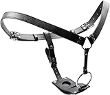 Frauen Keuschheitsgürtel Strap-On Harness PU Leder SM Erotisches Sexspielzeug Bondage Strap Dildo Harness Verstellbarer Gürtel Lesbische Doppeldildo Straps Hose für Butt Plug und Dildo