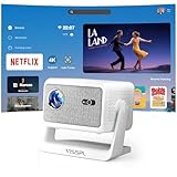 Smart Mini Beamer【Netflix Offiziell ＆ Autofokus / 6D Trapezkorrektur 】 27000L WiFi6 Bluetooth Beamer Klein Full HD 1080P, VISSPL Unterstützt 4K Video Projector,Handy Projektor für Heimkino/Outdoor