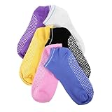 KOMBIUDA 6 Paare Rutschfeste Knöchelsocken für Yoga und Sport Atmungsaktiv Geschnitten Vielseitig für Yoga Tanz Trampolin in Mehreren Farben Erhältlich
