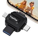 Yueflue USB Stick für iPhone 128 GB, 4-in-1 All-Metal USB Stick für iPhone zum Speichern von mehr Fotos und Videos, Keine APP. USB Stick für iPhone Externer Speicher mit i0S Port,USB,Typ C,Micro-USB.