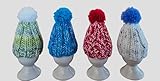 4 er Set Eierwärmer mit Puschel Pompom handgestrickt Pudelmütze viele Farben bunt reine Handarbeit Handmade gestrickt Geschenk