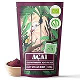NaturaleBio Acai Pulver – 100 g gefriergetrocknetes Acai-Beeren Pulver (Freeze-Dried) aus Brasilien - Getrocknete Rohkost aus der Acai-Frucht, Extrakt aus Pulp der Acai-Beeren.
