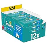 Pampers Fresh Clean Feuchttücher 1 Packungen mit 52 Stück, 624 Feuchttücher, milder Duft, auch für Hände und Gesicht geeignet