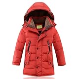 MEYOCEYO Winterjacke Kinder Daunenjacke Jungen Wintermantel Verdicken Daunenmantel Warm Lange Winterparka mit Kapuze Orange 130
