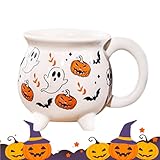 TassaHalloween - Kaffeetasse, 13 x 9,5 cm, Party-Tasse aus Keramik, Schädel-Kaffeeschale, Trick oder Getränkebehandlung, Kürbis-Tasse für die Küche im Hotelrestaurant